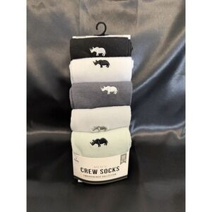 Men's Crew Socks 10-12 Rhinoceros Rhinos Animal Novelty Fun Indie Unique NWT